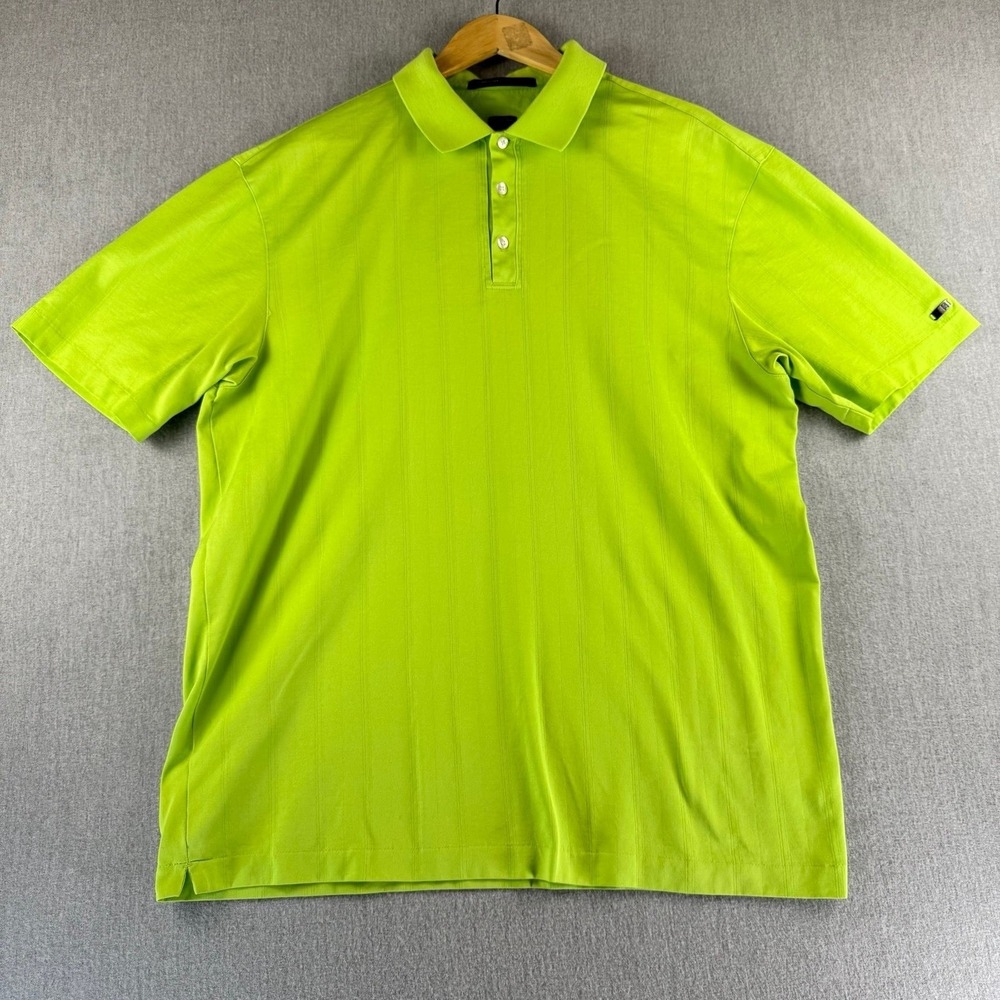 Nike Tiger Woods Collection‎ Polo Shirt XL Green Stripe Golf Drill Fit Mens